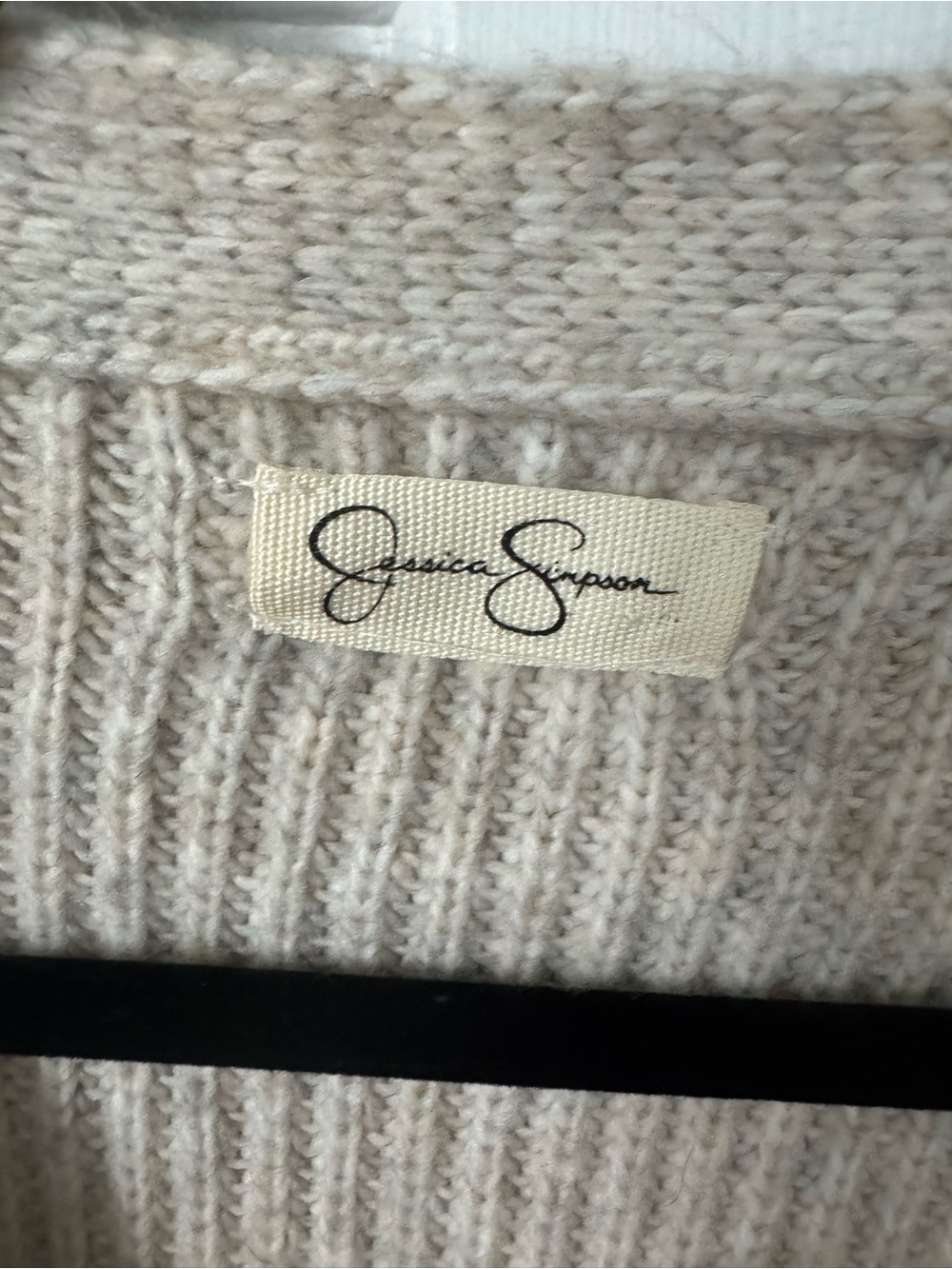 Jessica Simpson Beige Ribbed Button-Front Cardigan - Picture 2 of 3